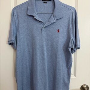 Ralph Lauren Blue Polo Shirt with Red Logo